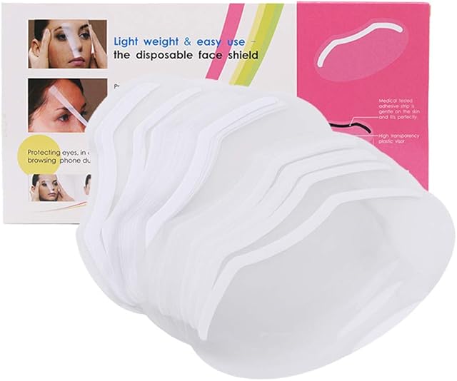 LWBTOSEE Shower Face Eye Protector Shield, Transparent, 100PCS, Size 7.9"*3.5"
