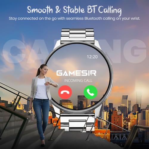 Image of GameSir Active 2 Smartwatch for Men & Women, 1.39 inch HD Round Display, Bluetooth Calling, Heart Rate & SPO₂, 100+ Sports Modes, IP67, Long Battery Life for Android & iOS (Metal Silver)
