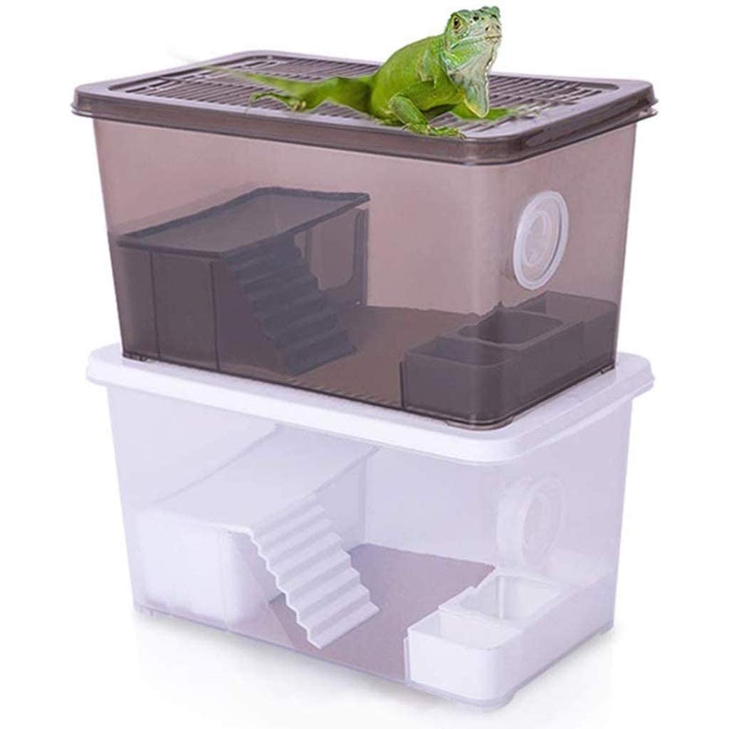 Terrario para Reptiles Incubadora de Calefacción Transparente para Mascotas Hábitat Anfibio Lagarto Camaleón Terrario de Serpiente Araña Fácil de Mover (Negro 29,5 * 14,7 * 15,2 cm)