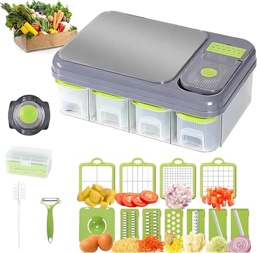 Cortador multifuncional de vegetales con almacenamiento y cuchillas miniatura 1