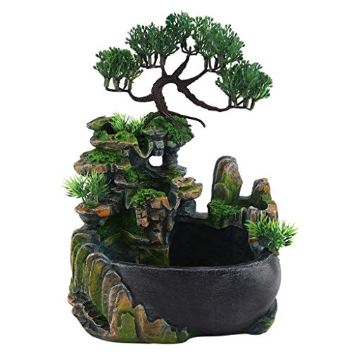 Tabletop Water Fountain Environmental Resin Waterfall Desktop Fountain Indoor bladen Water Fountains Desktop Vijverfonteinen (Color : A) - Image 6