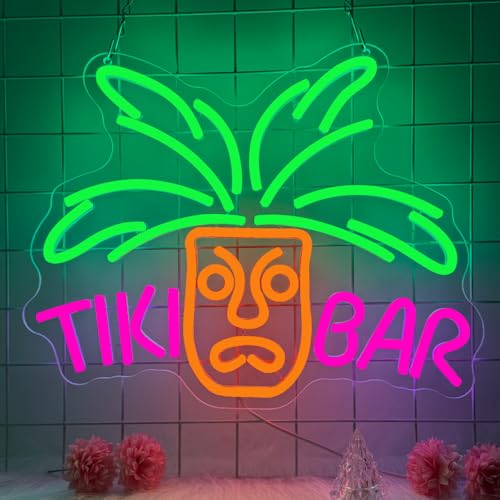RuCvixkt Tiki Bar Neon Sign for Wall Decoration Led Bar Sign Tiki Mask Neon USB Powered Sign for Home Bar Beer Party Club Men Cave Pub Room Decor Great Gift for Men Women