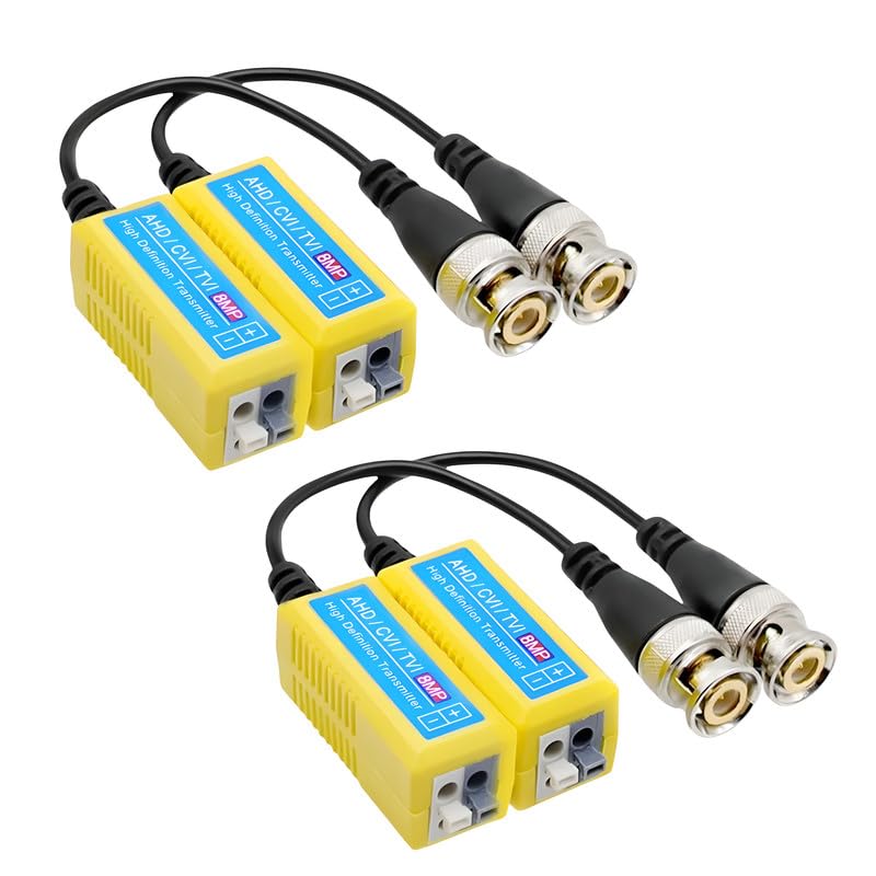 COOLCOLD Video Balun | 8MP (Pack of 2), 4K Passive HD BNC Video Balun Transceiver Transmitter Via Rj45 Cable AHD/TVI/CVI/CVBS for Full HD CCTV DVR Security Surveillance Camera System (Yellow, 2 Pair)-image-34