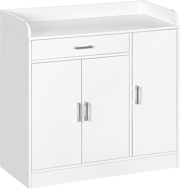 HOMCOM Modern Sideboard with Storage Cabinet, Floor Cupboard with Drawer for Living Room, Bedroom, Hallway, White