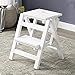 BOCbco Sgabelli a Scala in Legno, Sedia a 2 Ladder Pieghevole a 2 Passi Multifunzione Sgabello Sedia Scala Scaleva in Camicia per la Biblioteca Dell'Ufficio da Cucina, Bianco