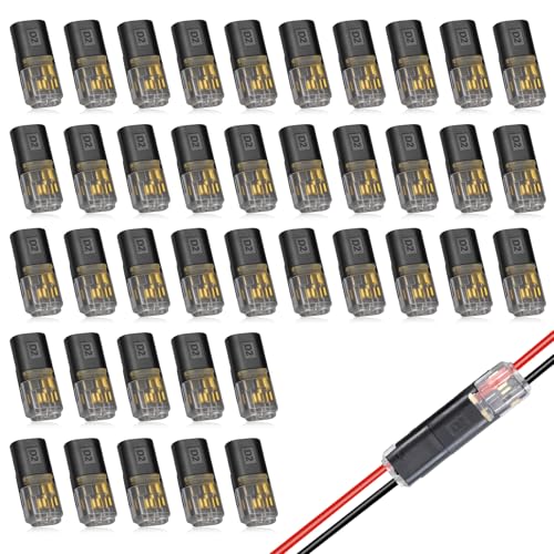 tiyiyok 40 Pièces Connecteur De Câble Enfichable à 2 Broches, 12 V Connecteurs à Fil Basse Tension, Connecteurs de Voiture, Raccord Electrique Etanche 2 Fils, pour...