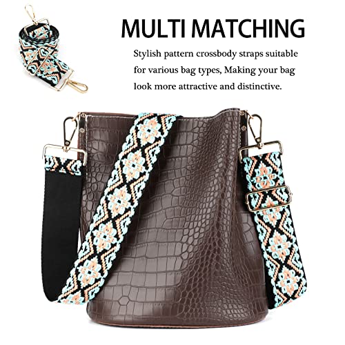 Image of Dsigo Purse Strap, 2 inch Wide Gold Buckle Embroidery Crossbody Shoulder Strap for Bag Handbag Canvas Bag Crossbody Bags