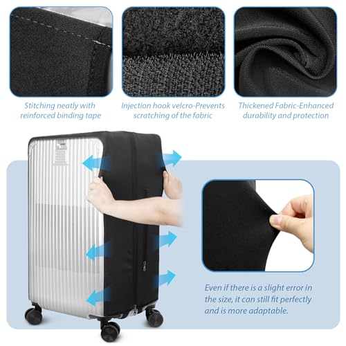 Linpr Transparent PVC Suitcase Cover, No Disassembly Required Clear Luggage Cover, Waterproof Travel Wrap Luggage Protectors (34, Black) - Thumbnail 4