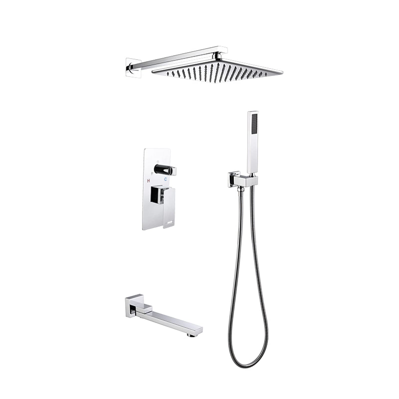 Système de douche à effet pluie encastrable combiné douche de salle de bain laiton chrome