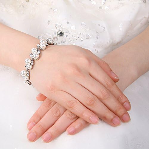 EVER FAITH Bridal Goccia Zirconia cubica Set di Gioielli per la Sposa Damigella d'Onore, Glamour Collana Orecchini Bracciale Tennis Aperto di Anelli per Le Donne Trasparente Argento Fondo