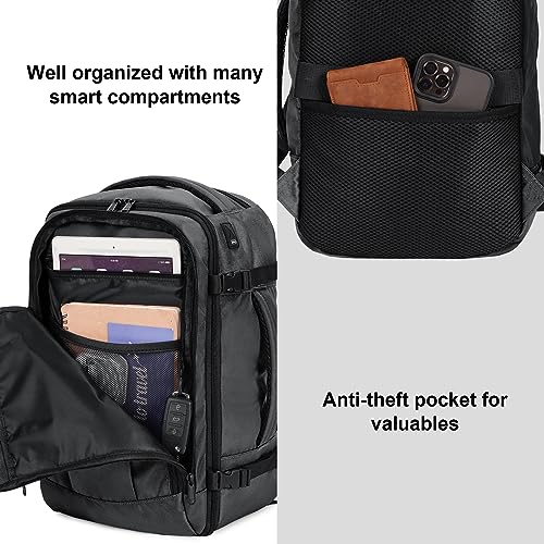 Image of ECOHUB Travel Backpack 18x14x8 Frontier Airlines Personal Item Bag Ash Grey | Carry On Backpack with 13 Pockets, Casual Daypack for Men Women Airline Approved Water Resistant Back pack with Charging Port