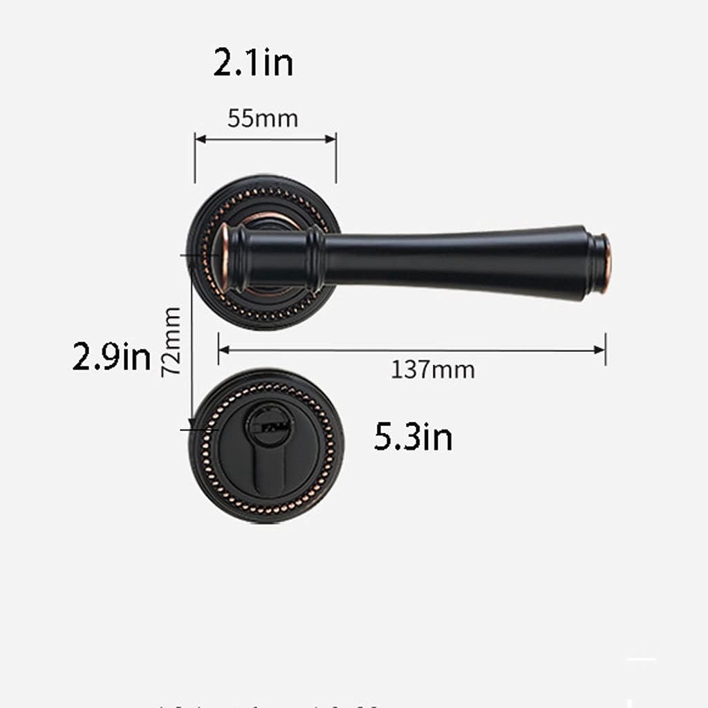 Door Knob Lever General-Purpose Door Levers Bedroom Home Wooden Door Handles Solid Handles for Laundry Room Hallway Closet Office Door Lock with Handle (Color : Yellow Patina Model A with Key)