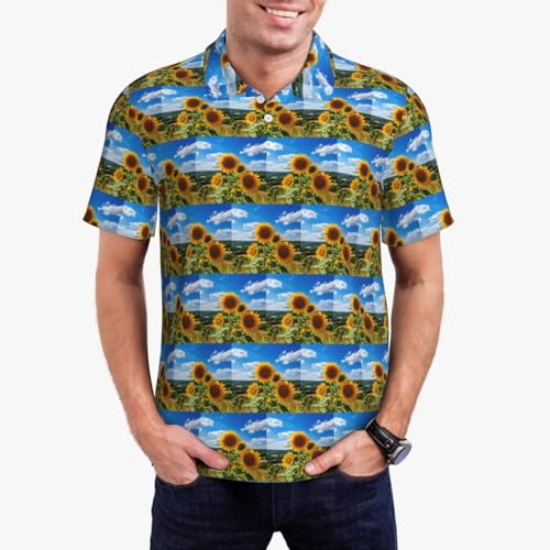 Polo imprimé tournesol pour homme en maille douce et confortable
