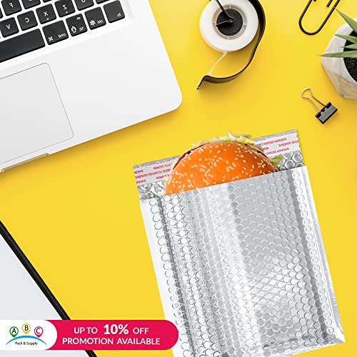 Abc Thermal Bubble Mailer 8" X 11", Pack Of 10 Metallic Foil Mailing Envelopes, Self Seal Cool Bubble Mailers, Waterproof Cold Shipping Package, Insulated Shipping Bags For Food, Cosmetics #TOP7