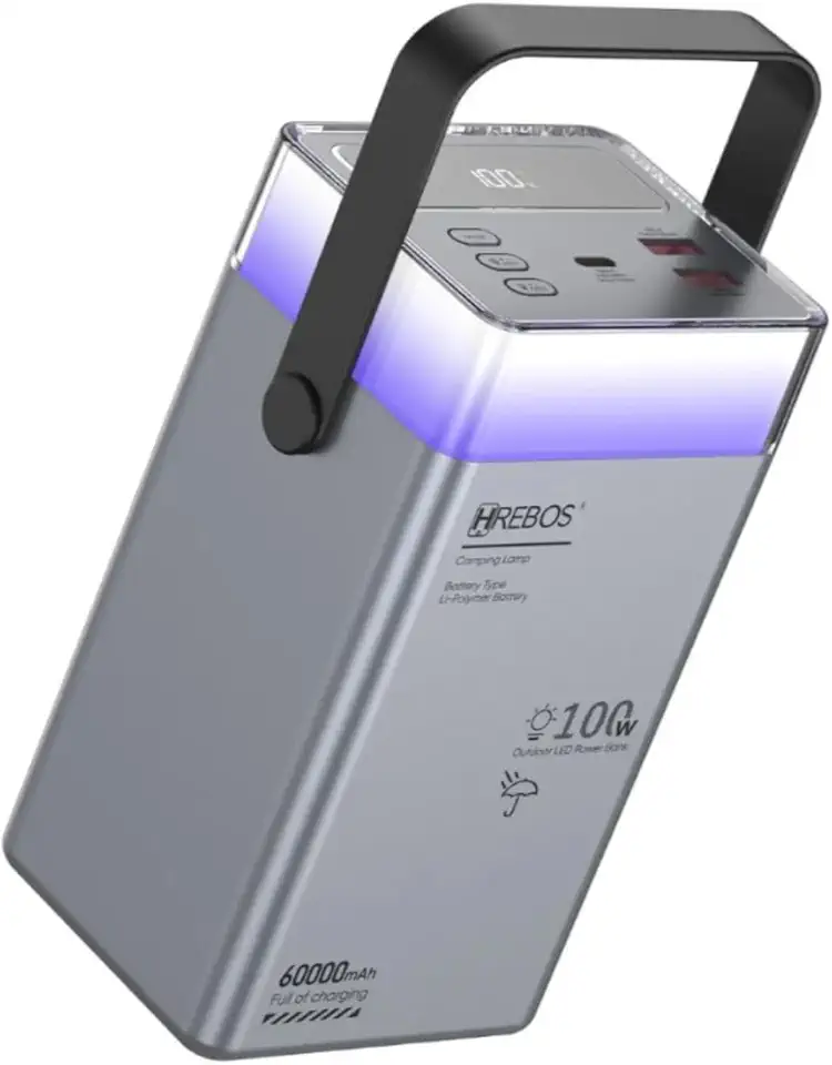 Power Bank Portátil 60000mAh, 100W Turbo, Carregador para Múltiplos Dispositivos, Mini Starlink, Celular, Tablet, Caixa de Som
