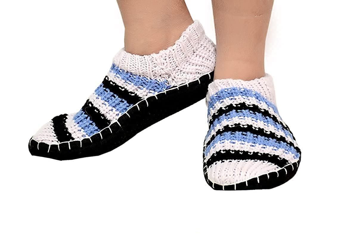 Febchoice- Girl'S Faux Leather Ankle Length Socks/Room Socks Slippers Home Soft-Soled Shoes Boots Black Fit For 5 Free Size Shoes 1 Pair-image-12