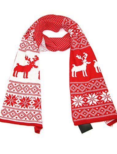 LOVARZI Mujeres navidad bufanda roja y blanca - invierno bufandas de punto...