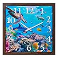 Coastal Nautical Indoor Outdoor Wall Decor Clock Large Underwater World Wall Clock Decorative for Patio Pool (14 Inch Blue)