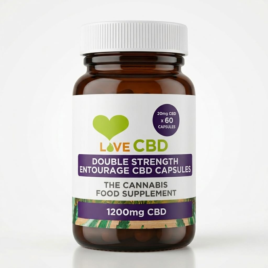 Love CBD Capsules 1200mg - 60 Pk Hemp Oil Coconut Oil UK High Strength