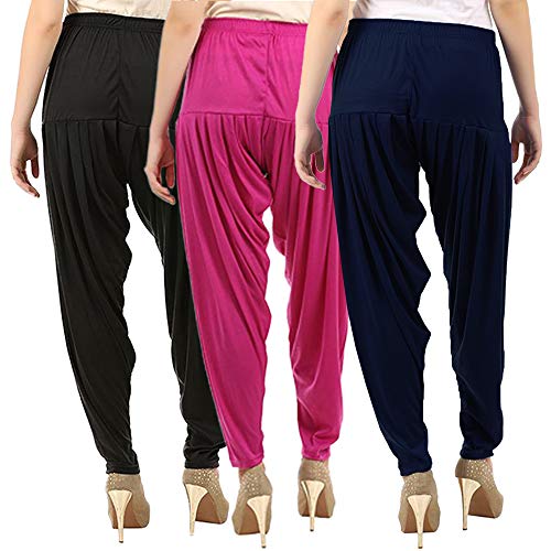 Image of Buy That Trendz Patiala Pants for Women 3 Combo Womens Viscose Relaxed Pants Pack of 3