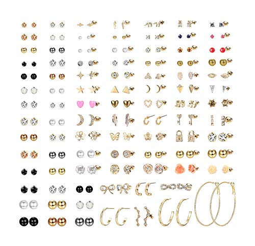 MILACOLATO 93 Paar Ohrringe Damen Set, Ohrstecker Set Edelstahl Für...