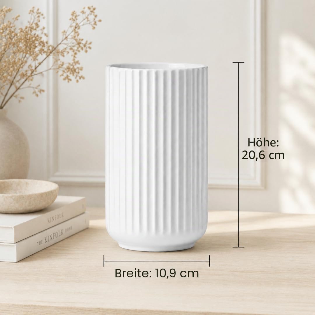 Lyngby Porcelæn Vase H20.5 cm Lyngby Designklassiker Zeitloses Design, Weiss