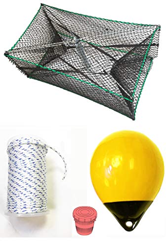 KUFA Sports Galvanized Steel Foldable Prawn Trap with Prawn Trap Accessory Combo (S32+PAS38Y)