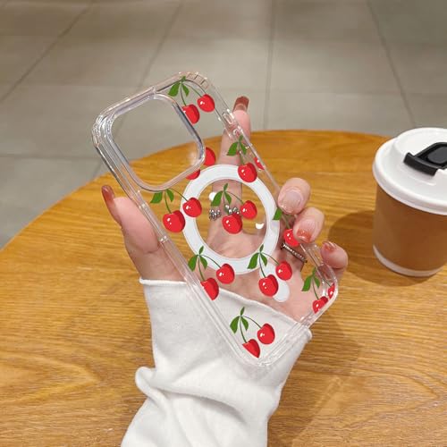 Houdqklee Magnetic for iPhone 14 Plus/15 Plus Case, Cute Girly Cherry-A Phone Case Compatible with MagSafe, Clear Soft Slim Fit Shockproof Protective Case for Women Girls for iPhone 14 Plus - image 5