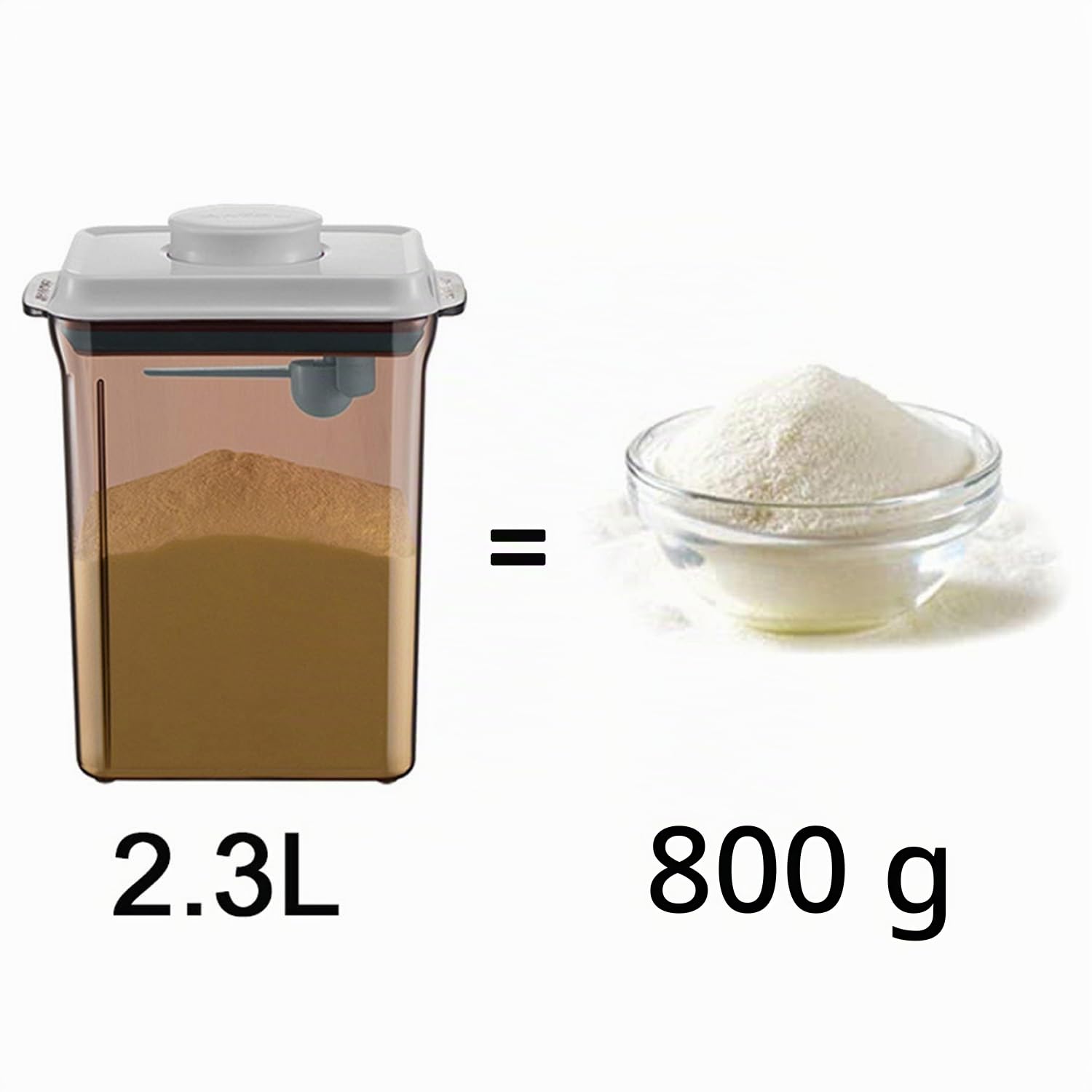 2.3L Conteneur Scellé pour Lait Poudre, Distributeur de Lait en Poudre, Contenant de Poudre de Lait avec Couvercles, Anti-UV, Opération à Une Main, pour Le lait en Poudre, Les Collations, Les Céréales