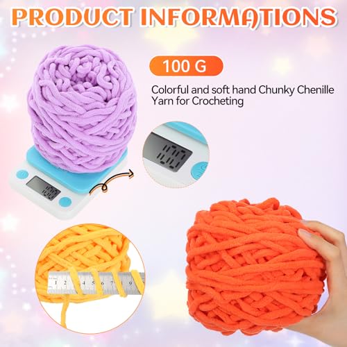 Image of Timgle 32 Skeins Chunky Chenille Yarn for Crocheting, 1470 Yards Bulky Thick Fluffy Yarn Soft Velvet Plush Yarn for Hand Knitting Blanket Crafts Project (Stylish Color)