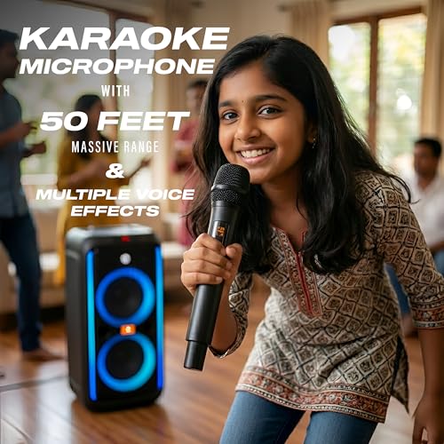 Image of Digimore PartyBox 120W Portable Karaoke Bluetooth Speaker with Wireless Mic | Dual Boom Box Speaker | RGB Party Lights | Deep Bass Sound | Type-C Charging | USB /TF /AUX for Home & Parties (D-1362)