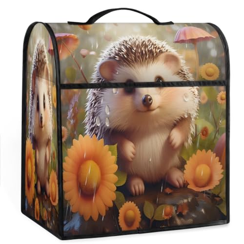 Coffee Maker Cover Cartoon Hedgehog Flower Kitchen Appliance Covers Small Appliance Covers Blender Cover Juicer Cover Dust Covers for Kitchen Appliances with Top Handle and Pockets,Washable,B332