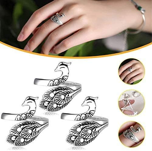 (3PCS) Adjustable Knitting Loop Crochet Loop Ring Knitting Accessories,Peacock Open Finger Ring,Adjustable Braided Ring for Faster Knitting