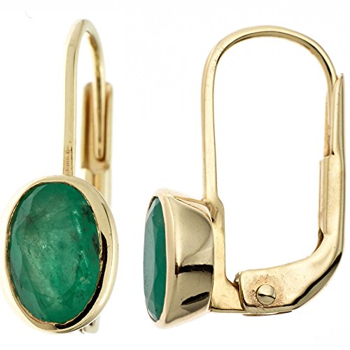 Preisvergleich Produktbild JOBO Boutons 333 Gelbgold 2 Smaragde Gold-Ohrringe