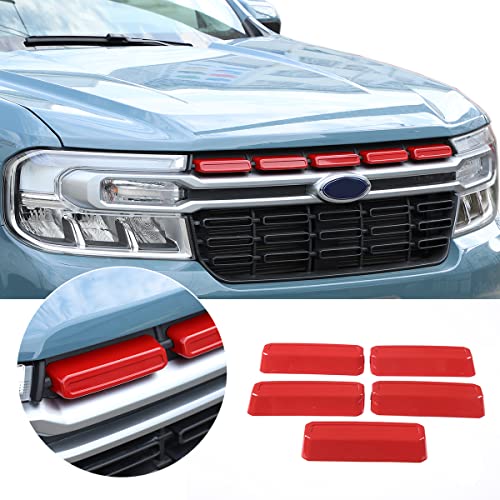Image of Ford Maverick 2022 Front Bumper Grille Covers - Compatible Mesh Inserts Trim, Clip-in Grille Guard, Air Inlet Vent ABS Accessories