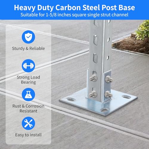 Base de poteau en U 45mm en acier pour fixation au sol de tube carré de structure