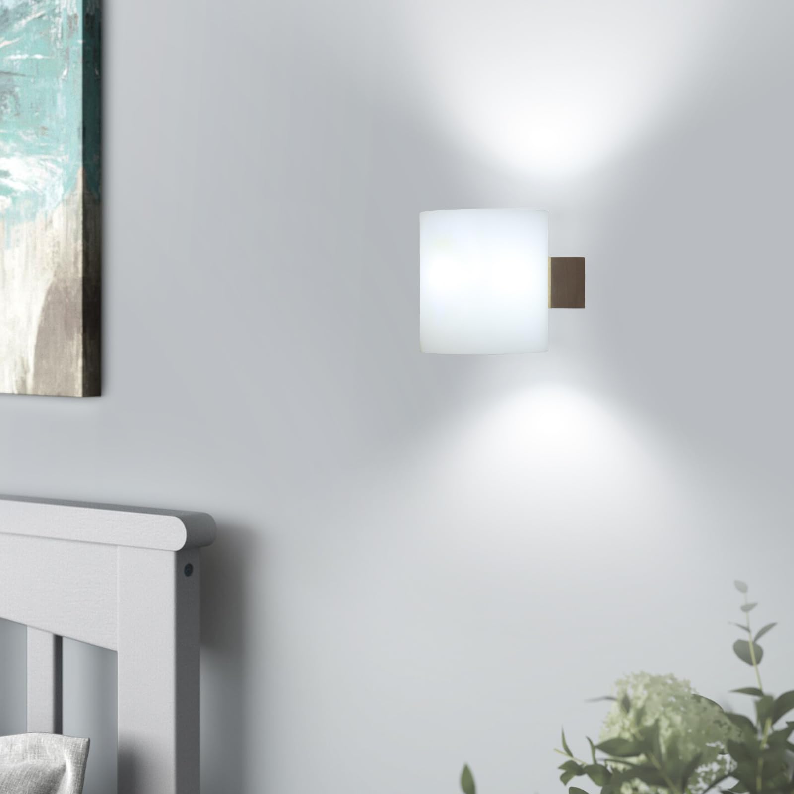 Comely Applique Murale Intérieure Bois 2 Pièces Lampe Murale E27 Rétro en Verre Lampe de Chevet pour Chambre Salon