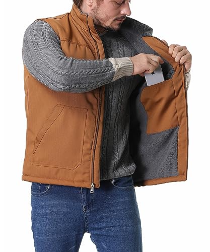 Men's Loose Fit Workwear Vest Fleece-Lined Durability Waterproof Mock-Neck Vest3