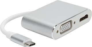 Sanpyl Adaptador USB C para HDMI VGA, Adaptador VGA Tipo-C para Interface multimídia de alta definição 4K 30HZ Conversor HDMI Splitter Converter para tela pequena (cinza)
