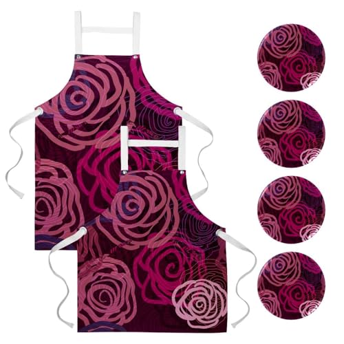 Tablier de cuisine multicolore One Large lavable avec motif floral lilas