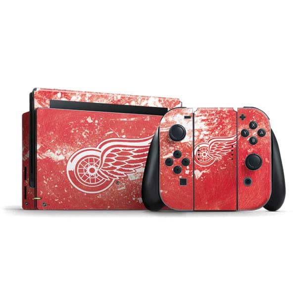 Skinit Decal Gaming Skin Compatible with Nintendo Switch Bundle - Officially Licensed NHL Detroit Red Wings Frozen Design