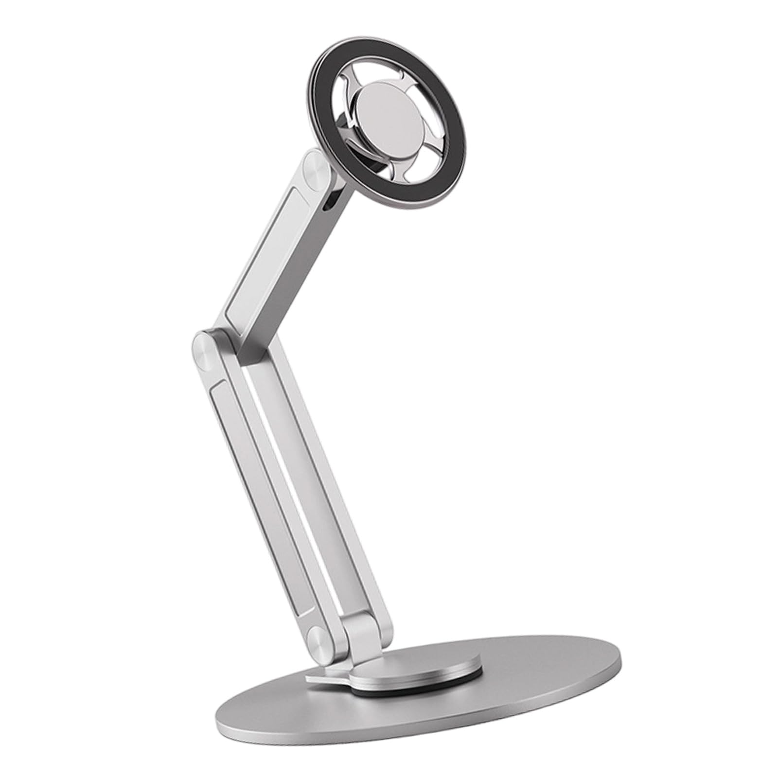 Supporto per telefono in alluminio, girevole a 360°, Silver | Supporto magnetico per telefono in alluminio con regolazione in altezza per tablet e smartphone