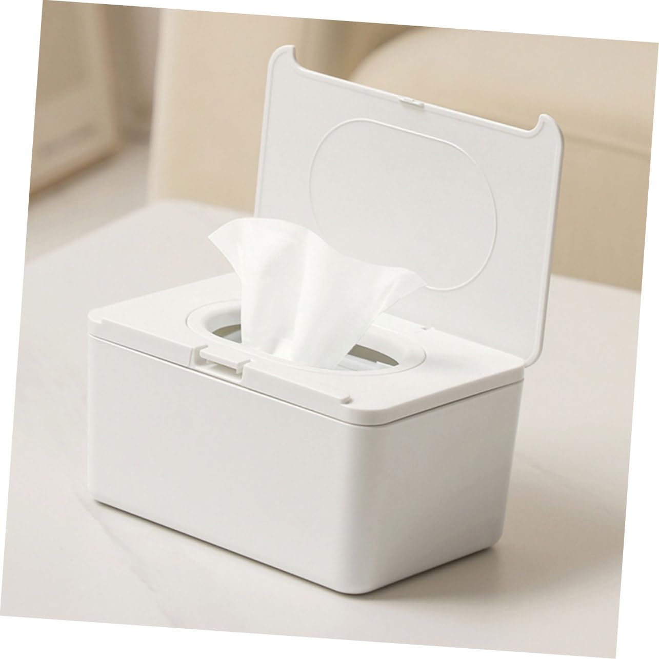 BESTonZON 2 Stück-pack Babyfeuchttücherbox aus Kunststoff Tragbarer und Wiederverwendbarer Feuchttuchspender in Weiß für Zuhause und Unterwegs Moderner Stil