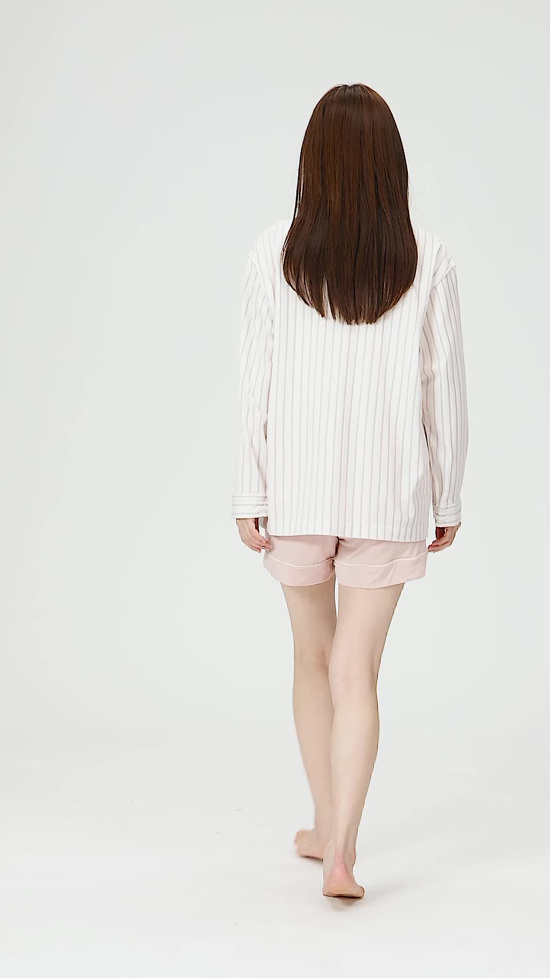 ジェラートピケ　ストライプシャツ　ストライプロングパンツ　ピンク ジェラートピケ ストライプシャツ ストライプロングパンツ