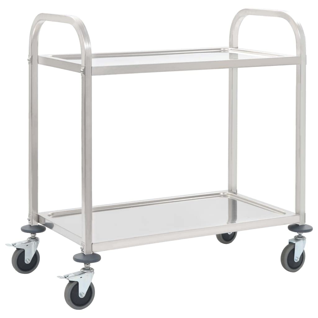 vidaXL Carrito de Cocina de 2 Alturas 95x45x83,5cm Acero Inoxidable Catering Mobiliario Hogar Hostelería Práctico Ruedas Giratorias Robusto Estable