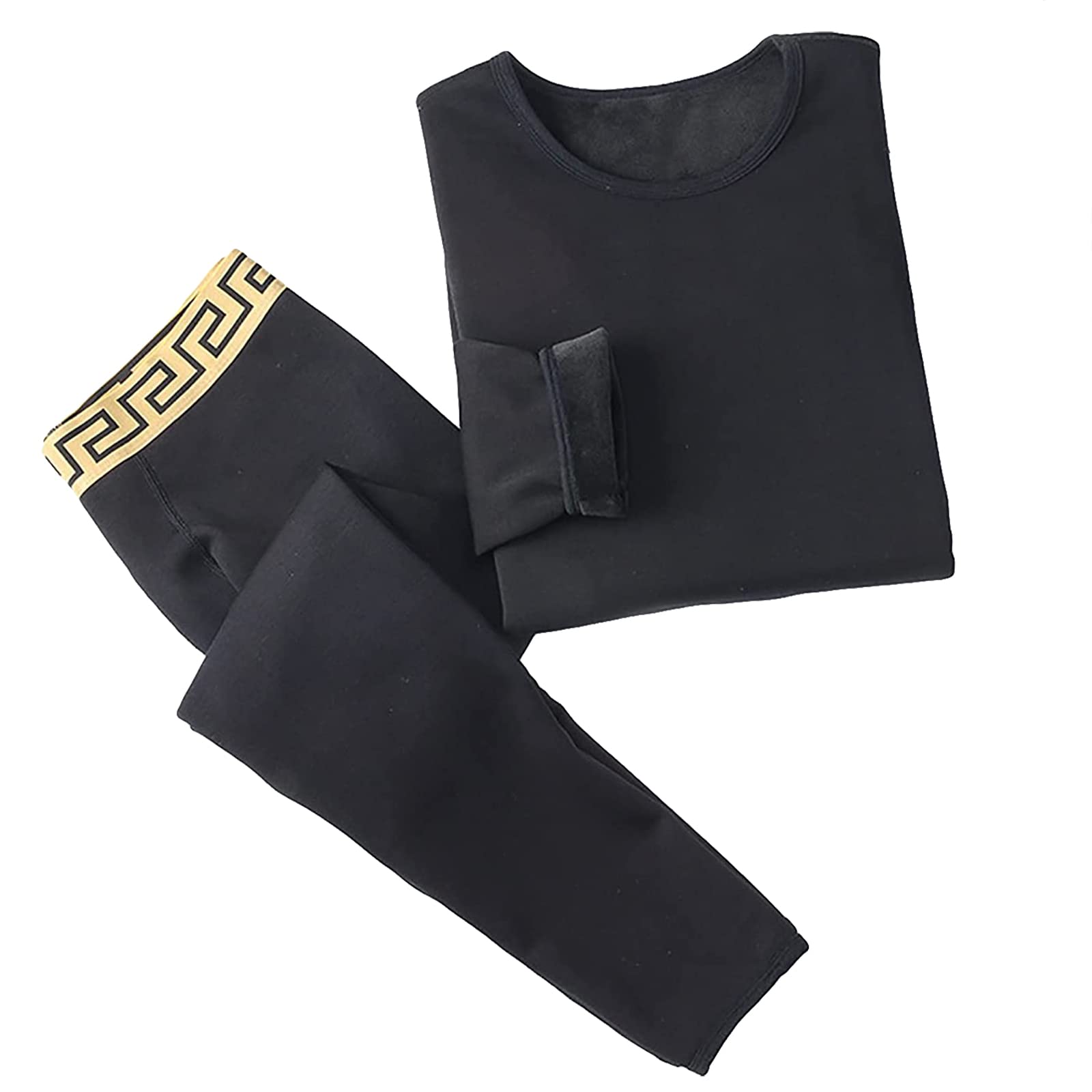 WHSPORT Completo Tuta Termica Uomo Termico Set Maglia a Maniche Lunghe e Pantaloni Strato Base (Color : Black, Size : XL)