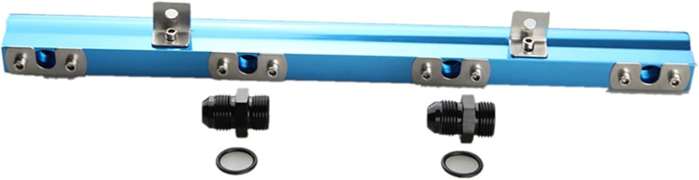 AdlerSpeed High Flow CNC Billet Aluminum Fuel Rail Kit Compatible with Volvo 240, 740, 940 Blue