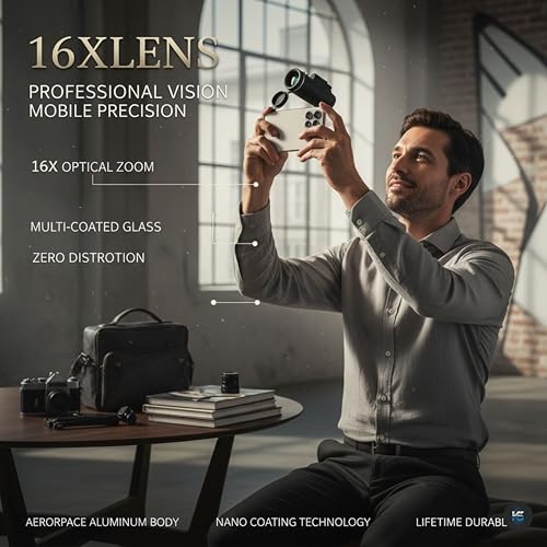 Image of 16x HD Optical Zoom Mobile Telephoto Lens Kit Dual Focus Magnification Lens Telescope for Outdoor Hiking, Bird Watching Hunting, Camping(with 2 Year Replacement Warranty)