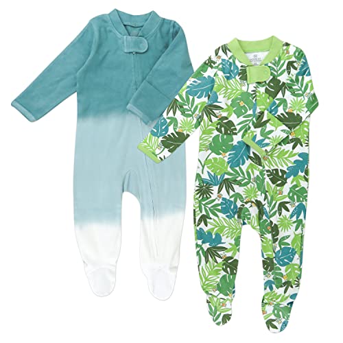 Image of HonestBaby Baby 2-Pack Organic Cotton Footed Pajama Sleep & Play