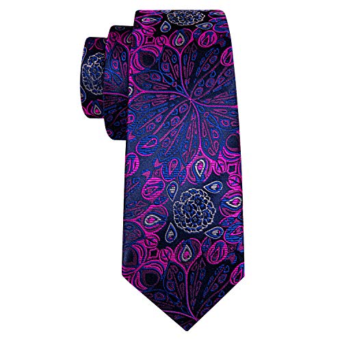 Yohowa Mens Paisley Tie Silk Purple Navy Wedding Grooms Formal Business Necktie And Pocket Square Set Cufflinks #TOP5